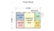 Каркасная баня 4х6 С-4
