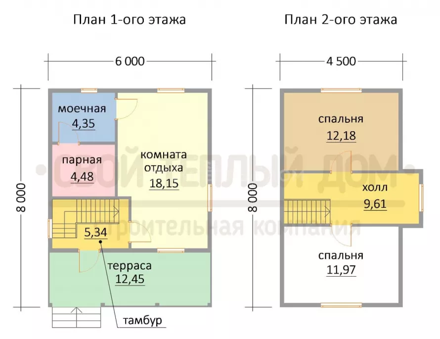 Каркасная баня 6х8 СМ-6