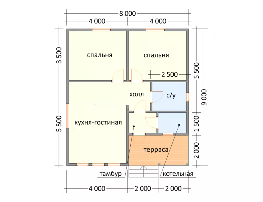 Дом из бруса 8х9 Д-18