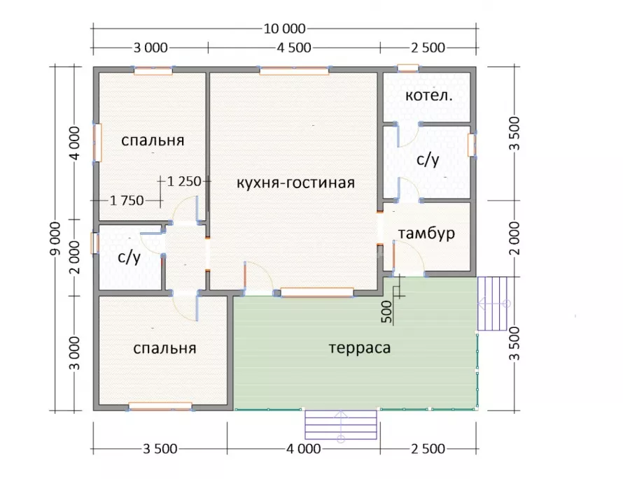 Дом из бруса 9х10 Д-36